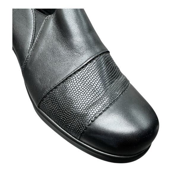 SAS Nora Black 10 M Lizard Print Embossed Leather Slip On Loafers - Picture 9 of 10